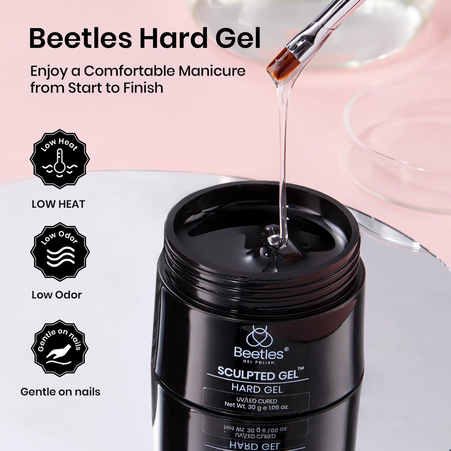 Beetles Builder Gel for Nails-3 Colors 9 in 1 Nail Extension Sculpting Building Clear Nude Pink Hard Gel Kit with Base Top Coat for Pros Women,UV & LED Lamp Cured Needed