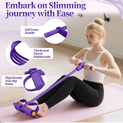 Pilates Essentials Kit for Women 15 Pcs Pilates Equipment for Home Workouts with Yoga Circle Ball Ring, 5 Resistance Bands,Pedal Puller Resistance Band,Anti Slip Socks for Starter Set,Purple