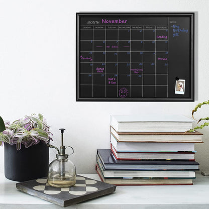 TORASO Calendar Chalkboard,Small Magnetic Surface Black Wood Frame Chalk Board for Planning,10.6 x 14.6 inches,School Timetable Memo, Hanging Board for Office, School and Home(YLHB-BK-2737)