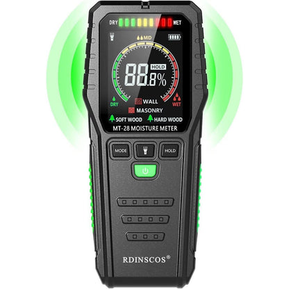 RDINSCOS Pinless Moisture Meter Non-Invasive Damp Meter Wood Moisture Detector for Firewood Wall Damp Tester (MT28C)