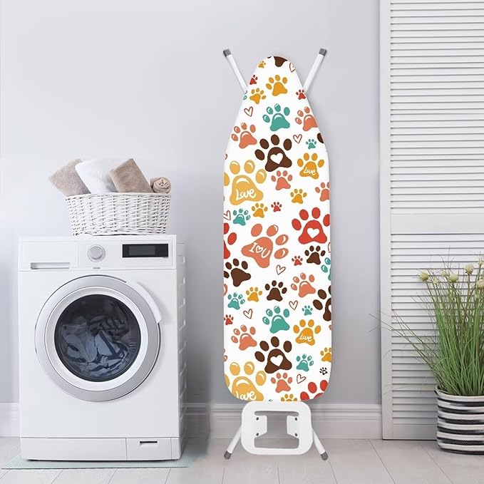 ZDCUSTOM Multicolor Dog Paw Print Ironing Board Cover 15x54 Replacement Iron