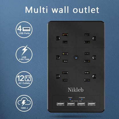 Power Strip 23 in 1, 20 Outlets Surge Protector Wall Mount with 2 USB+1 USB C Ports, Multi Plug Extension Cord 6ft Heavy Duty, Accessories for Gaming, Studio, Home, Office, Desk Organizers