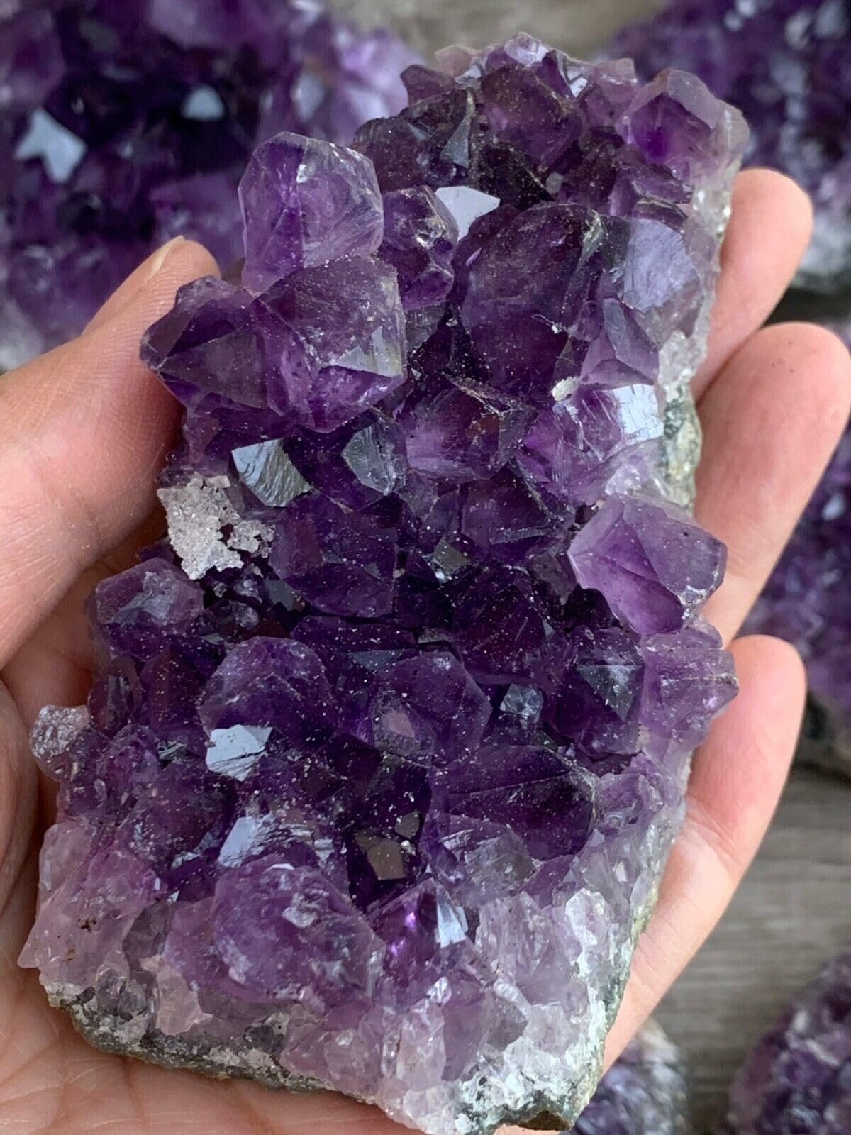 GAF TREASURES Deep Purple Amethyst Cluster, Natural Amethyst Geode, Amethyst Druze, Raw Amethyst Crystal (0.5-1 lb)