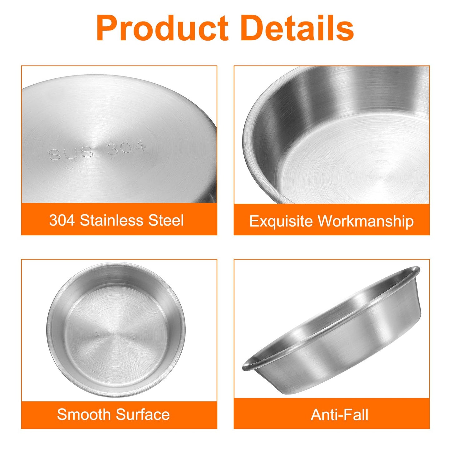 uxcell 4 Inch Stainless Steel Sauce Dishes, 12 Pcs Mini Individual Round Seasoning Dishes Condiment Tray Sushi Dipping Bowl Mixing Saucers Appetizer Plates for Prep Side Dish, Silver