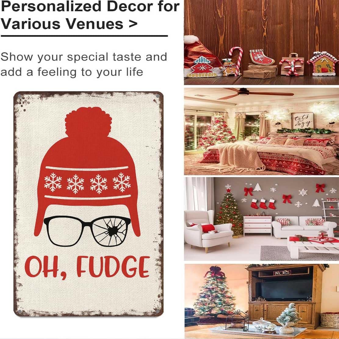 Vintage Christmas Tin Sign 8X12inch-Adds Nostalgic Festive Atmosphere to Any Room Office Bar