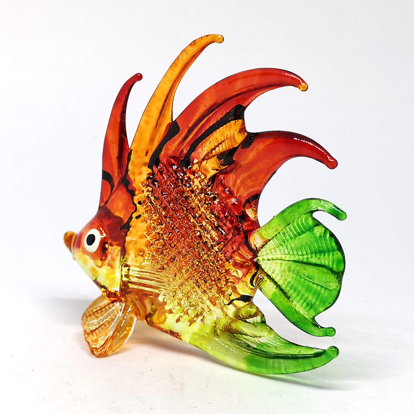 ZOOCRAFT Aquarium Thai Craft Collectible Mini Hand Blown Glass Fish Figurine Decor Red