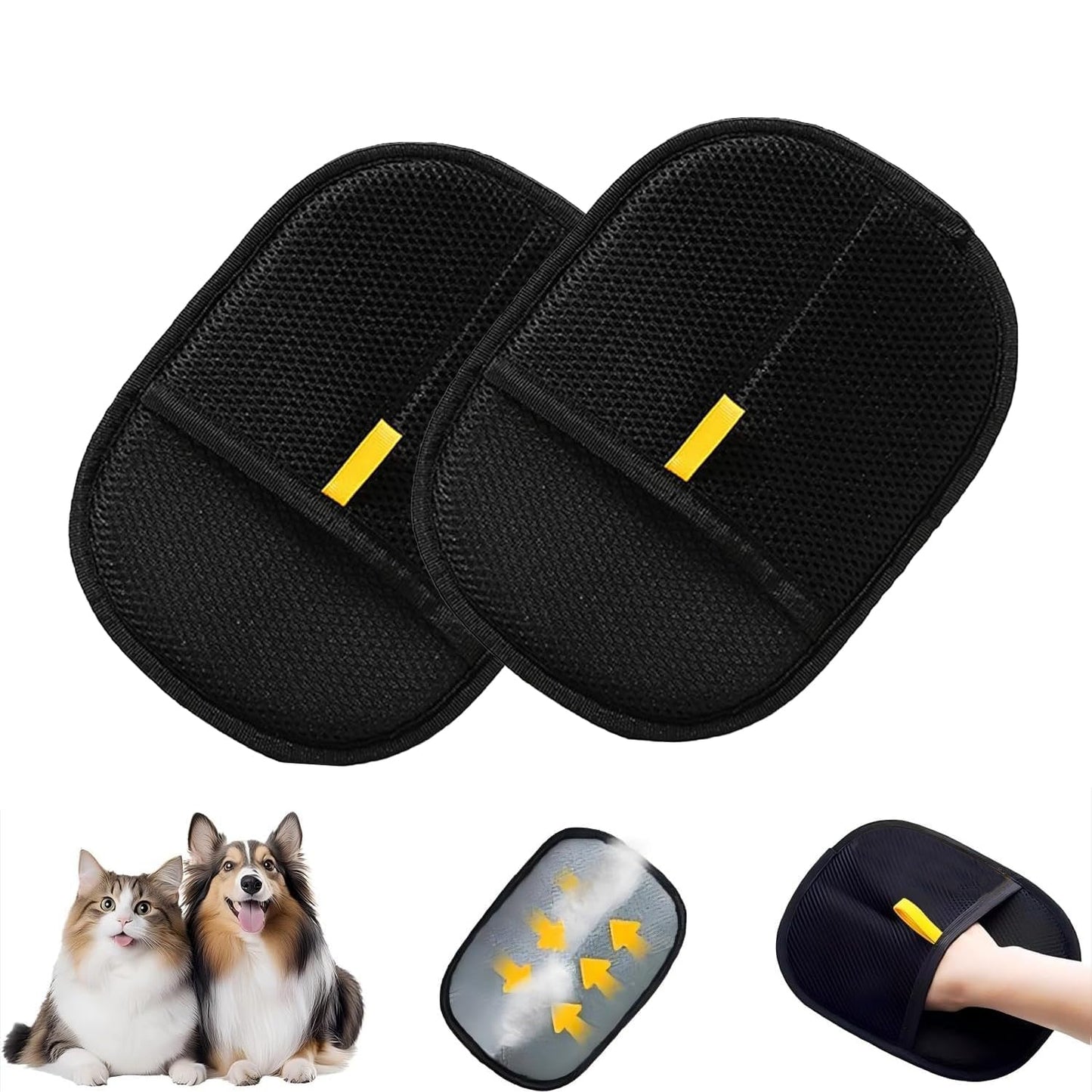 RWSEFK Pet Hair Removal Glove for Cats & Dogs, Efficient Grooming Gloves for Pet Hair, Cat Grooming Gloves for Hair Removal，Reusable Cat & Dog Hair Remover for Couch, Furniture, Carpet, Curtain(2Pcs)
