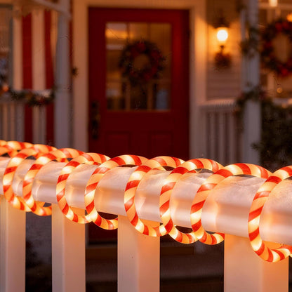 Vigdur Christmas Candy Cane Rope Lights - 18FT LED Rope Lights Outdoor Waterproof Decorative Christmas Lights for Holiday Party Home Patio Indoor Xmas Decorations(216 LEDs)