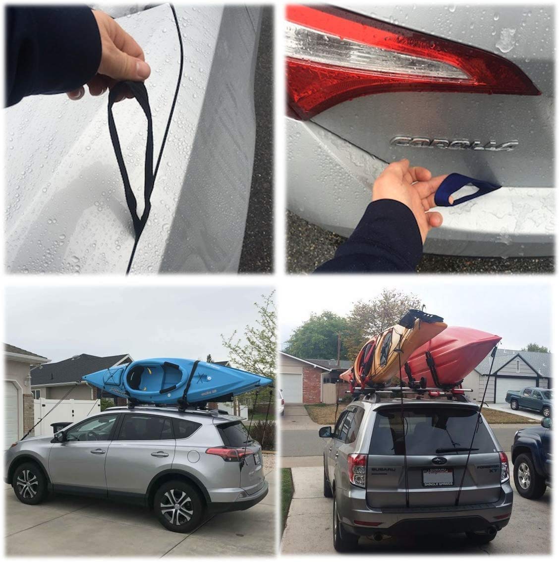 Quick Hood Loops Trunk Anchor Kayak Tie Downs Straps Bow Stern Canoe Transport Secure Lashing Point 2 Pairs