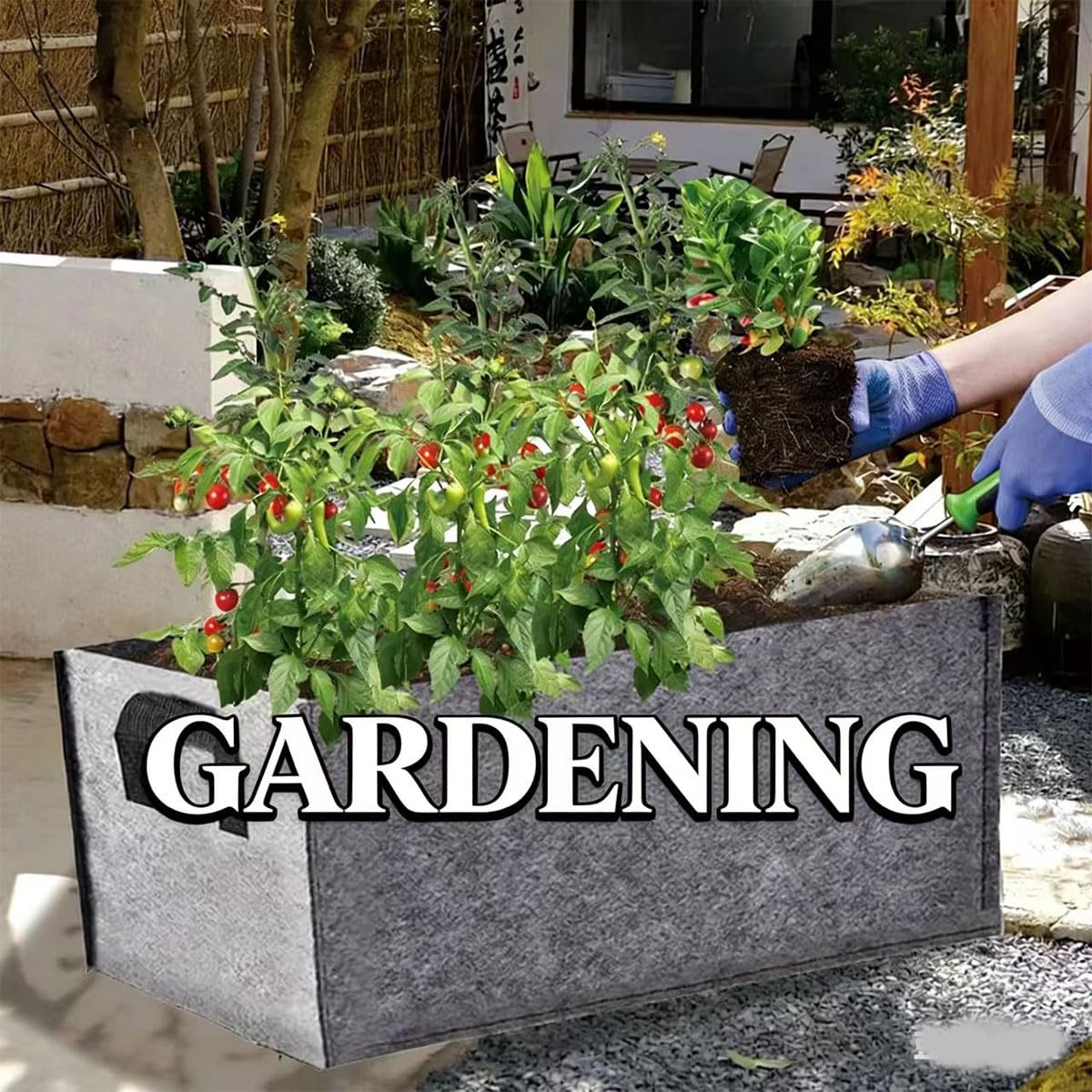 Fabric Raised Garden Bed with Dividers,Large Garden Grow Bags Rectangle Breathable Planting Containers,Suitable for Growing Flowers and Vegetables (Black 19.69 * 11.80 * 7.87 inches)