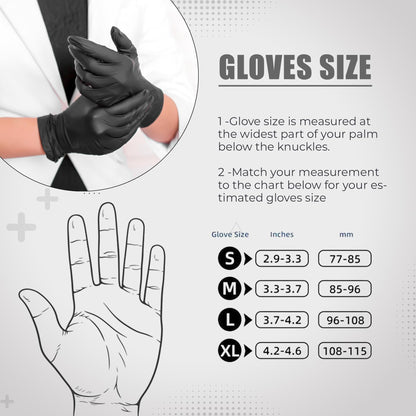 Black Nitrile Disposable Gloves - Latex-Free, Powder-Free, Pack of 1000, Strong and Puncture-Resistant, Medical, Food Handling, Tatoo Barber Shop Gloves (Large)