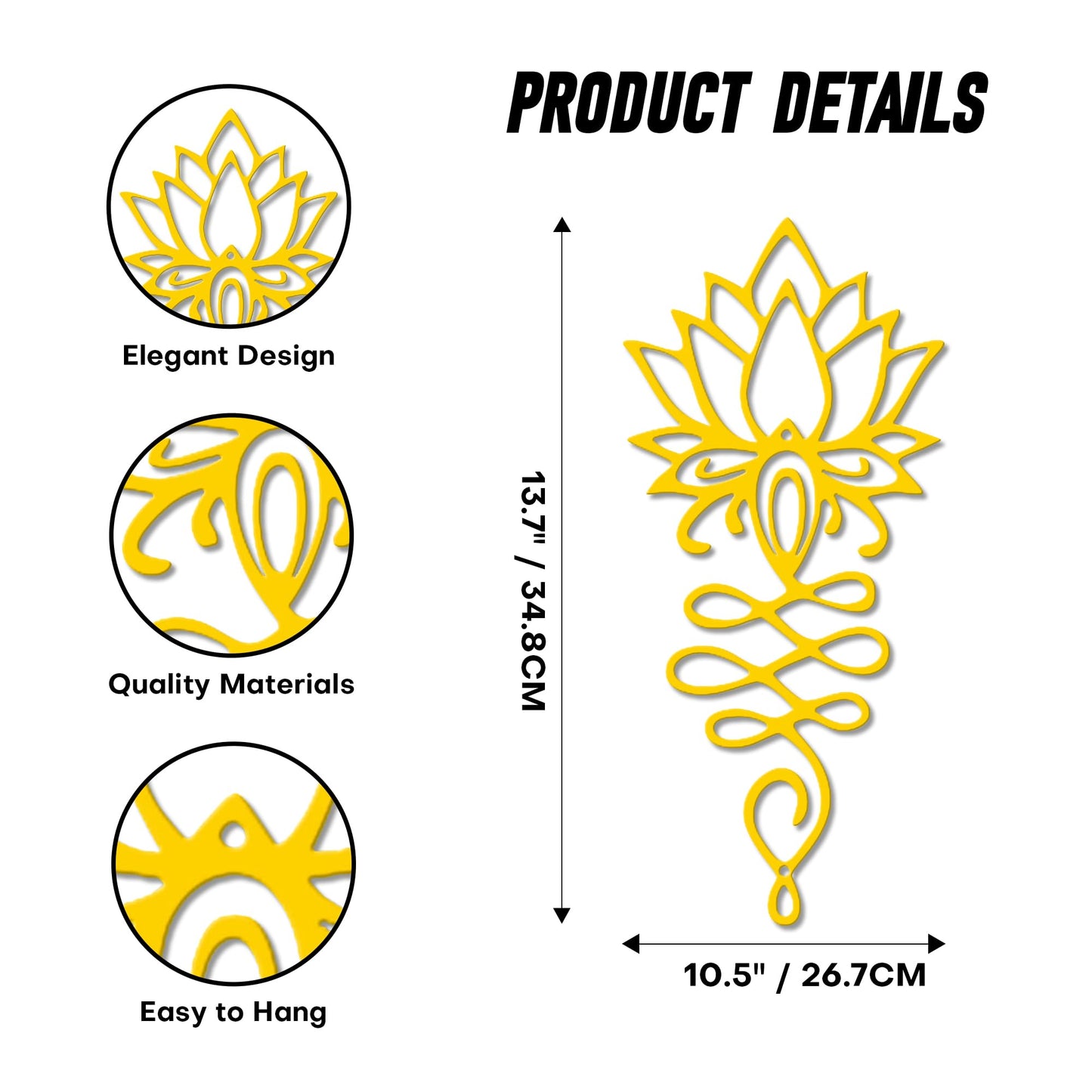 Xedatric Lotus Flower Wall Decor – Gold Metal Yoga Wall Art with Lotus Design, Spiritual Home Décor Sculpture for Meditation Spaces, Living Room, Bedroom, Office
