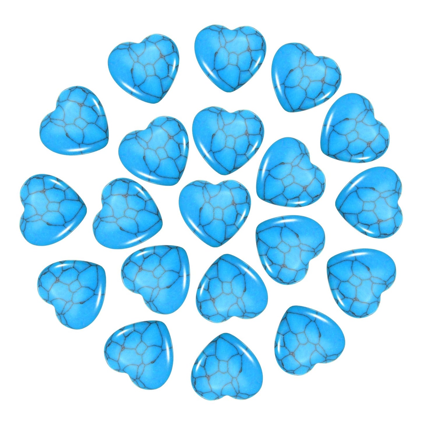PATIKIL 20 Pcs Natural Heart Shaped Crystal Stone, 1 Inch Mini Polished Love Gemstone Crystal, Pocket Rock Engraved Worry Stones for Women Gifts Meditation, Cyan Blue