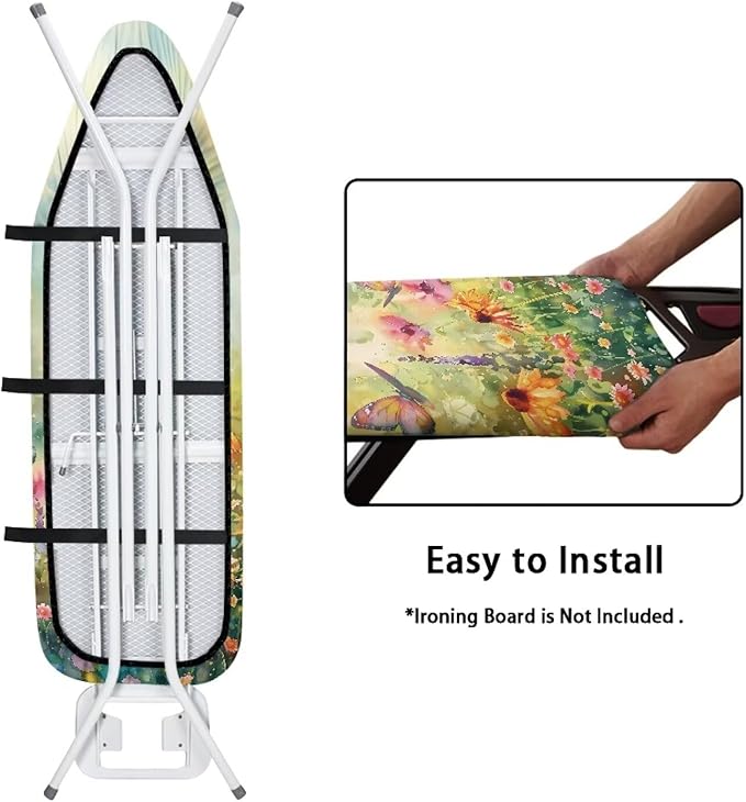 Butterfly Floral Ironing Board Cover, Resist Scorching and Staining, 15x54