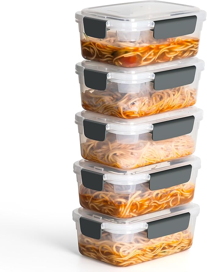 YORY 5 cup Plastic Food Storage Containers