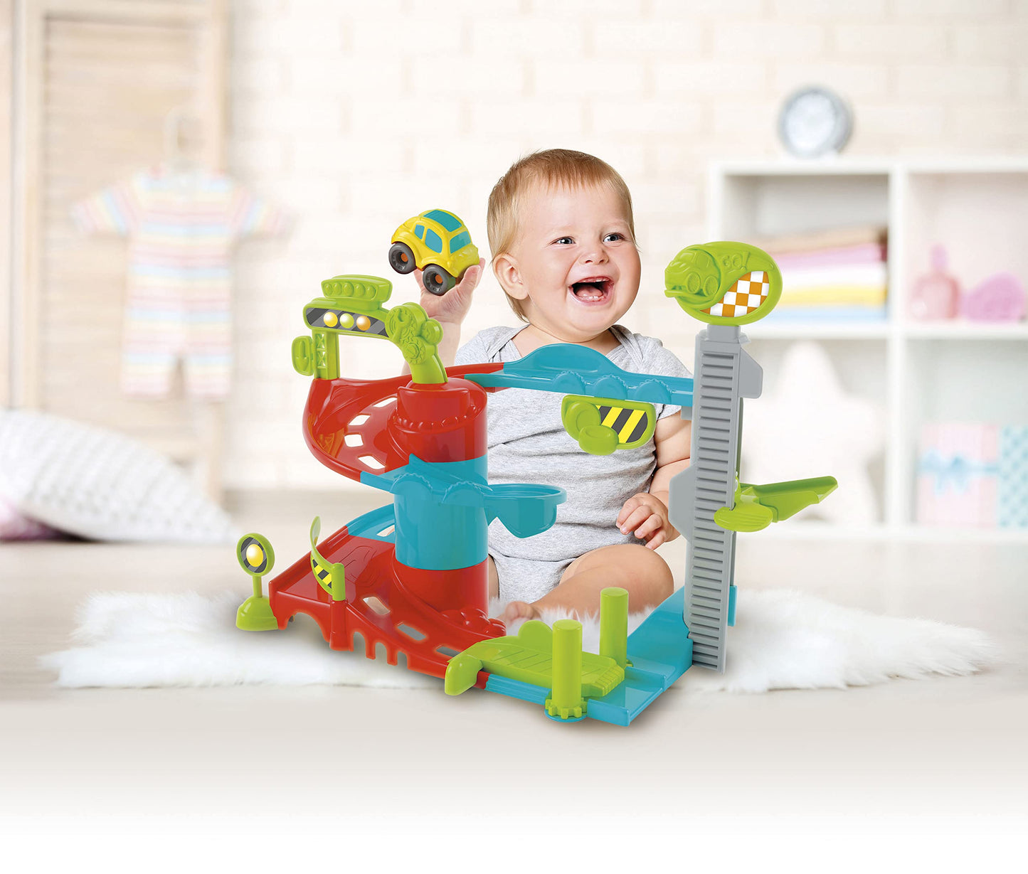 Clementoni 17404 Fun Garage Baby Track For Toddlers, Ages 18 Months Plus, Multi-Coloured