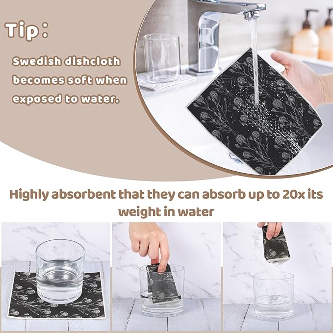 6 Pack Swedish Dishcloths for Kitchen, Swedish Rags Dish Towels