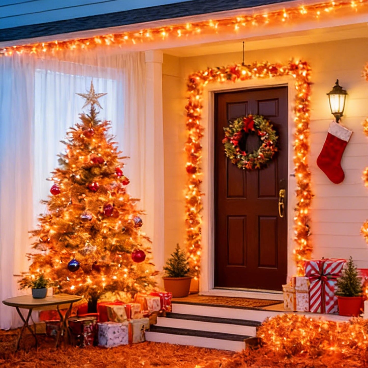 LAMPHOME Orange Thanksgiving Mini Lights, 100Count 19.6ft Autumn Fall String Lights,Connectable 120V Plug in Outdoor Halloween Home Christmas Tree Garden Holiday Party Patio Decor