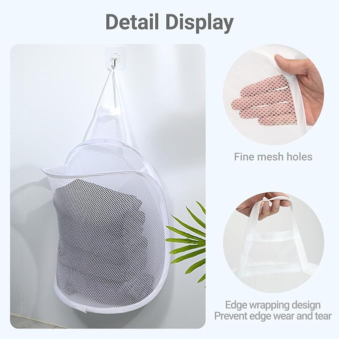 Hanging Laundry Bag Small Hanging Hamper Foldable Mesh Hamper Collapsible Wall