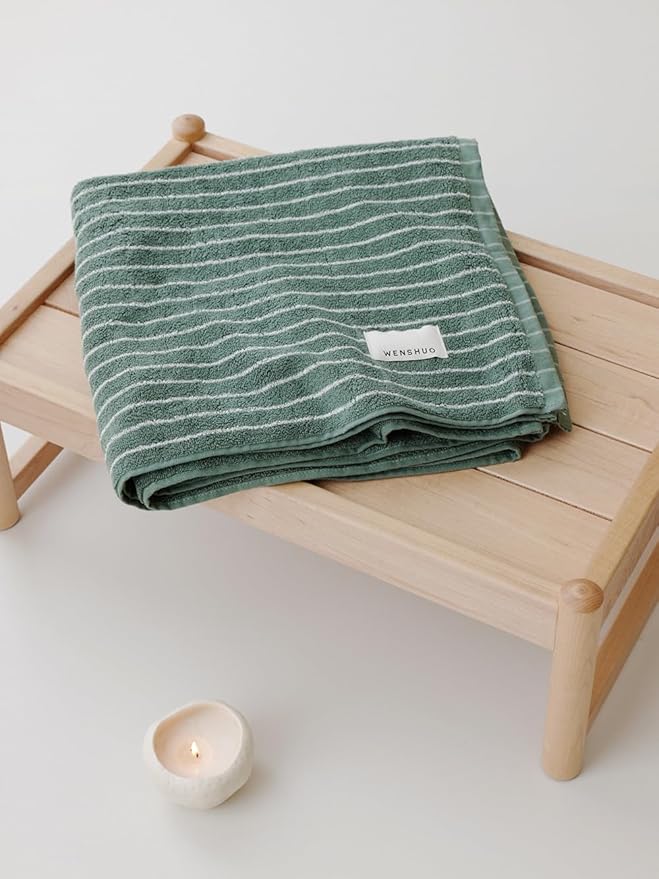 WENSHUO Frosted Pines-Striped Pure Cotton Hand Towel, 100% Combed Cotton