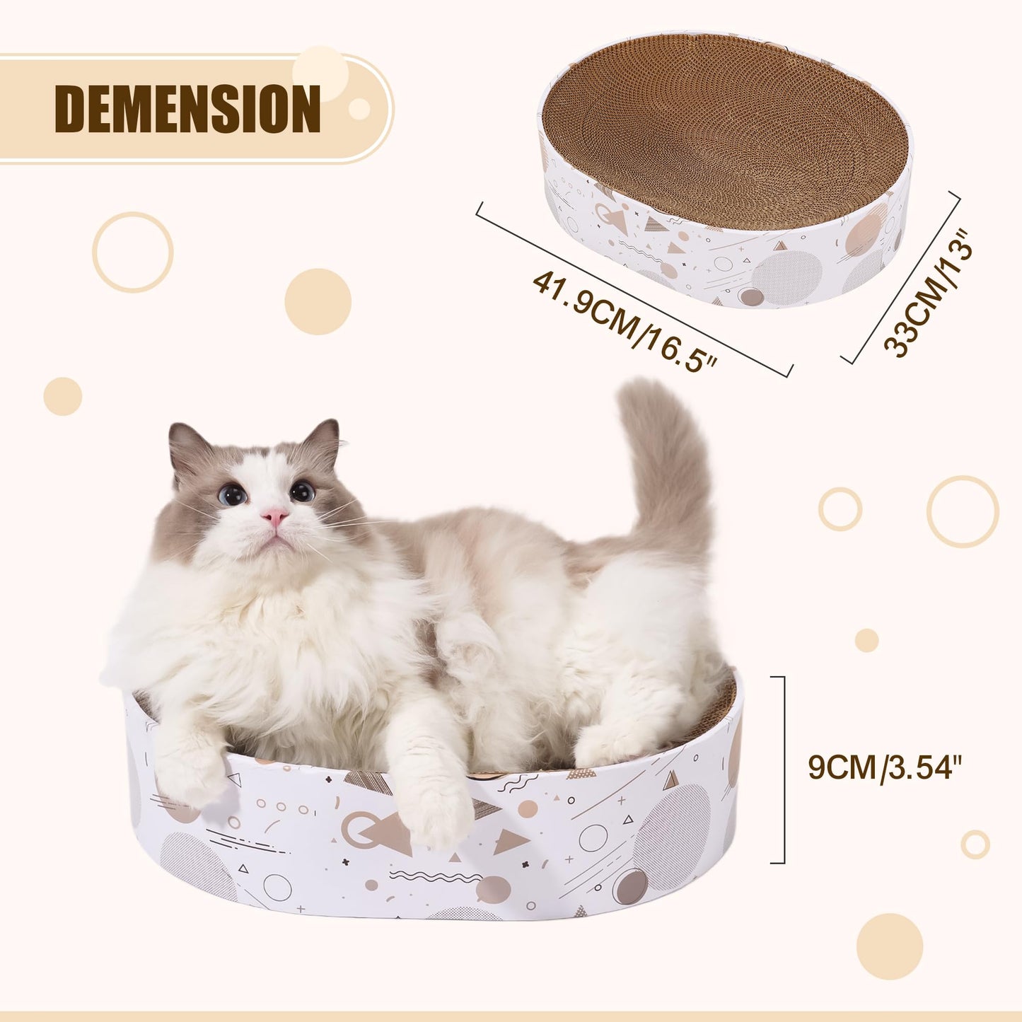 Oval Sturdy Cat Scratching Cardboard Pad Breathable Cat Scratch Pad, Cat Scratching Cardboard for Indoor Cats, Furniture Protecter