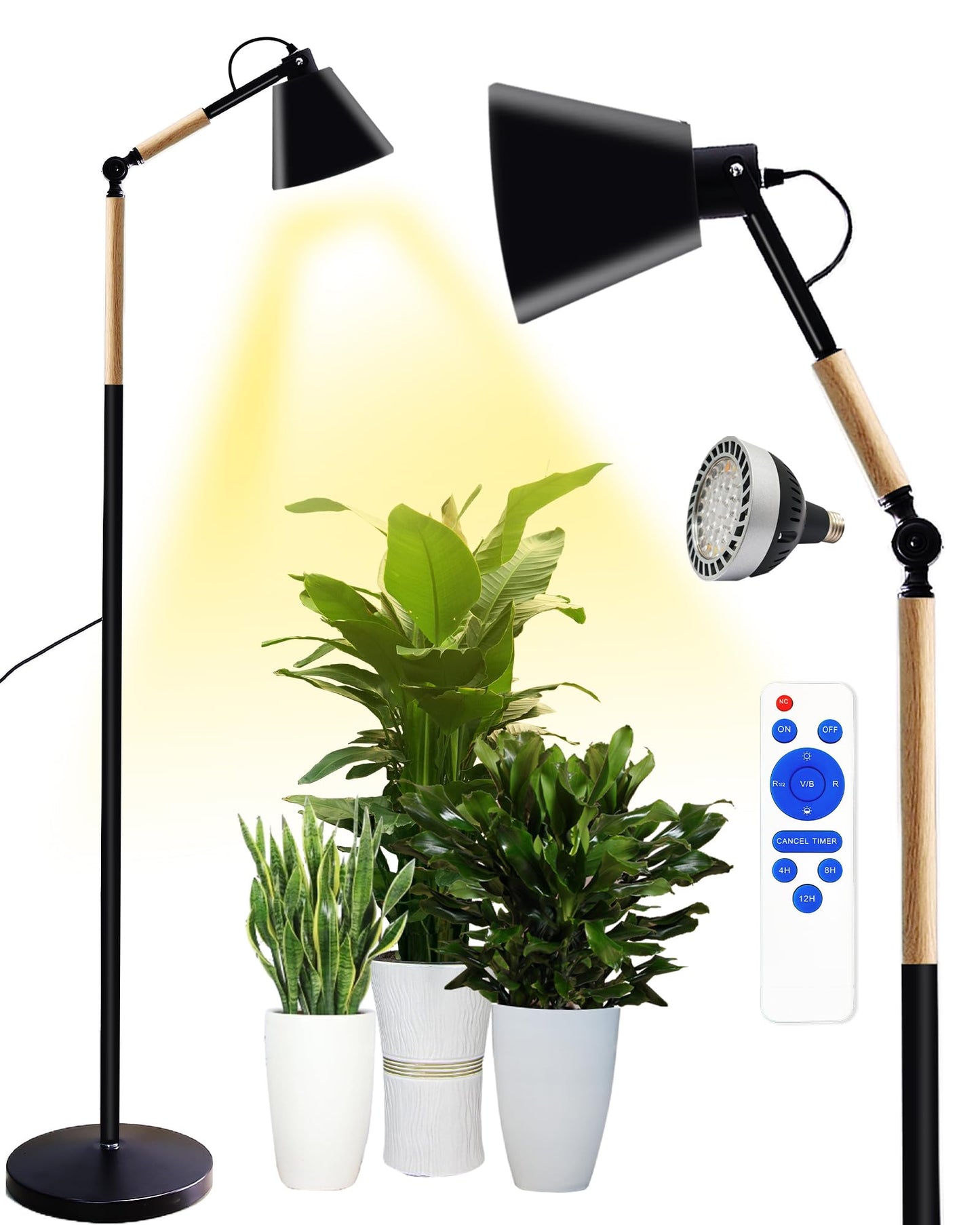 Arikashin Standing Plant Grow Light, LED Growing Light Full Spectrum for Indoor Plants，4/8/12H Timer, Flow Grow Light for Tall Large Indoor Plants