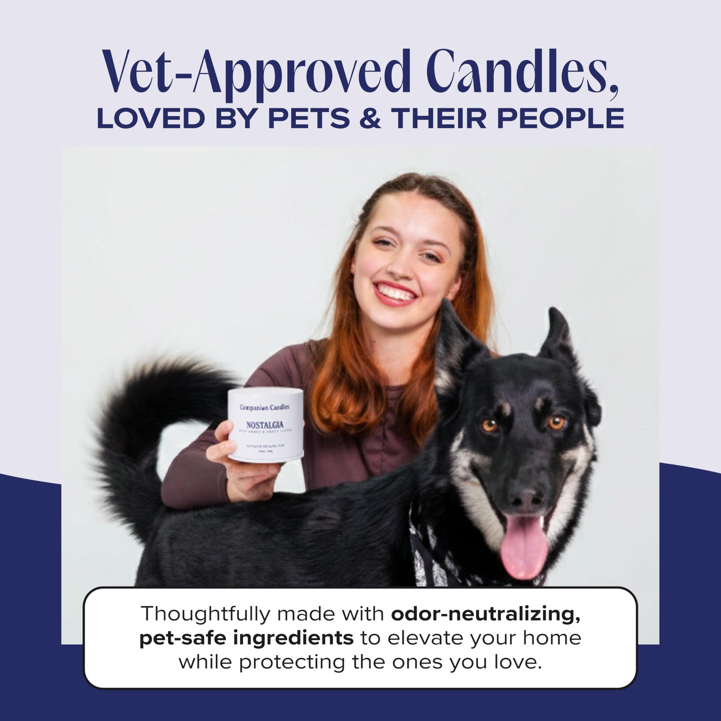 Companion Candles Nostalgia Pet-Friendly Scented Candle – Spicy Amber & Soft Floral Fragrance, Coconut Soy Wax with Wooden Wick, Approx. 50-Hour Burn Time, Made in USA, 11.8 oz