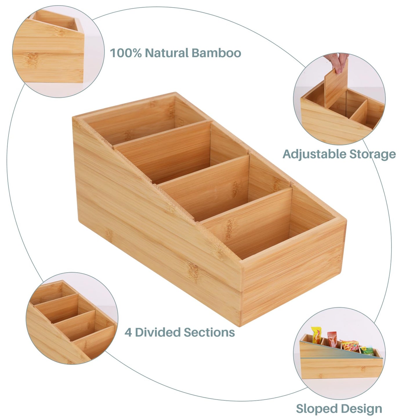 HTB Bamboo Salt Cellar & Snack Organizer