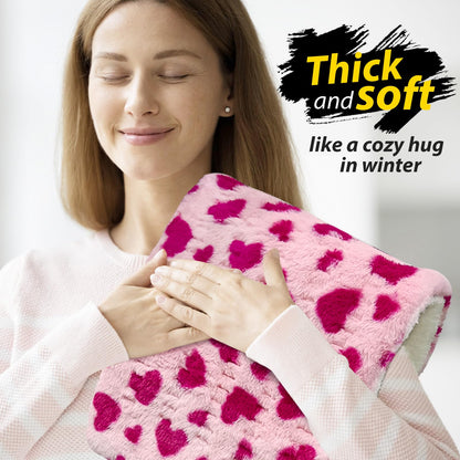 ZXU Heating Pad for Back Pain Relief, Ultra Soft Sherpa Heating Pad for Cramps Relief with 12 Heat Setting, Moist Heat Option, and Auto Shut Off Function Hot Heated Pad (Pink,Heart Pattern)