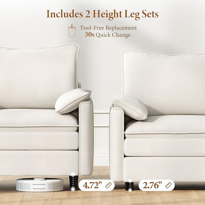 Vesgantti 108" Sectional Sleeper Sofa, 6-Seater Oversized Modular Cloud Couch