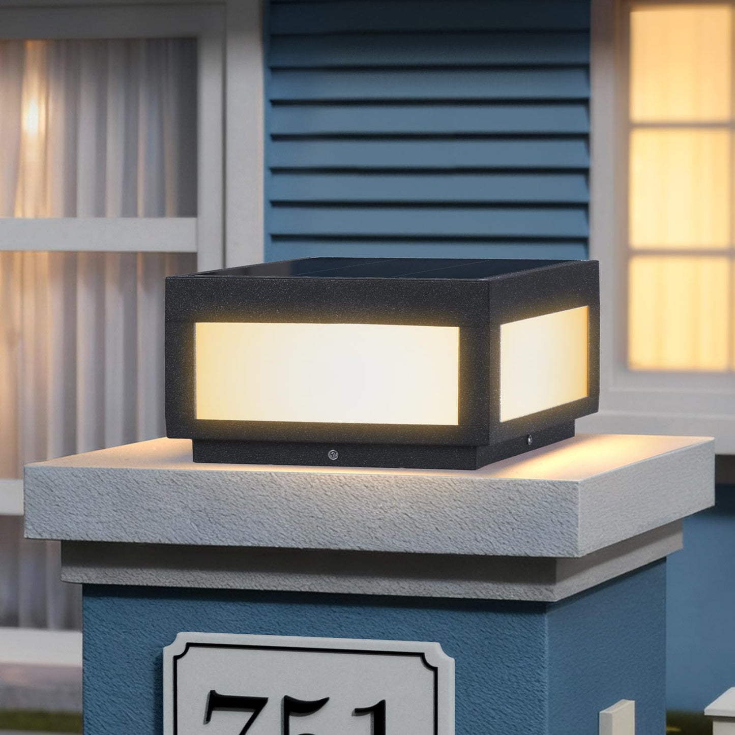 Smplhavn 9.84" Solar Post Lights, 3000K LED Solar Pillar Lights Outdoor, IP54 Waterproof Outdoor Lamp Post Light, Dusk to Dawn Column Lighting for Posts Fence Outside Entrance Yard Patio Driveway