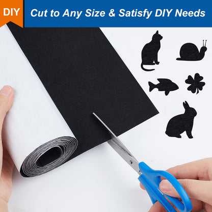 BENECREAT 40cmx2m Black Self Adhesive Sticky Backed Felt, Multipurpose Adhesive Fabric Sheet Roll for Drawer Box Liner, Cup Mat, Picture Framing, Chair Leg, 1mm Thick