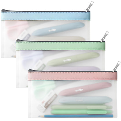 Timart Clear Pencil Pouch-3 Pack, Clear Pencil Case, Pen Holder with Zipper for Kids, Makeup Pouch, Kids Pencil Pouch for Office School Supplies Travel Accessories