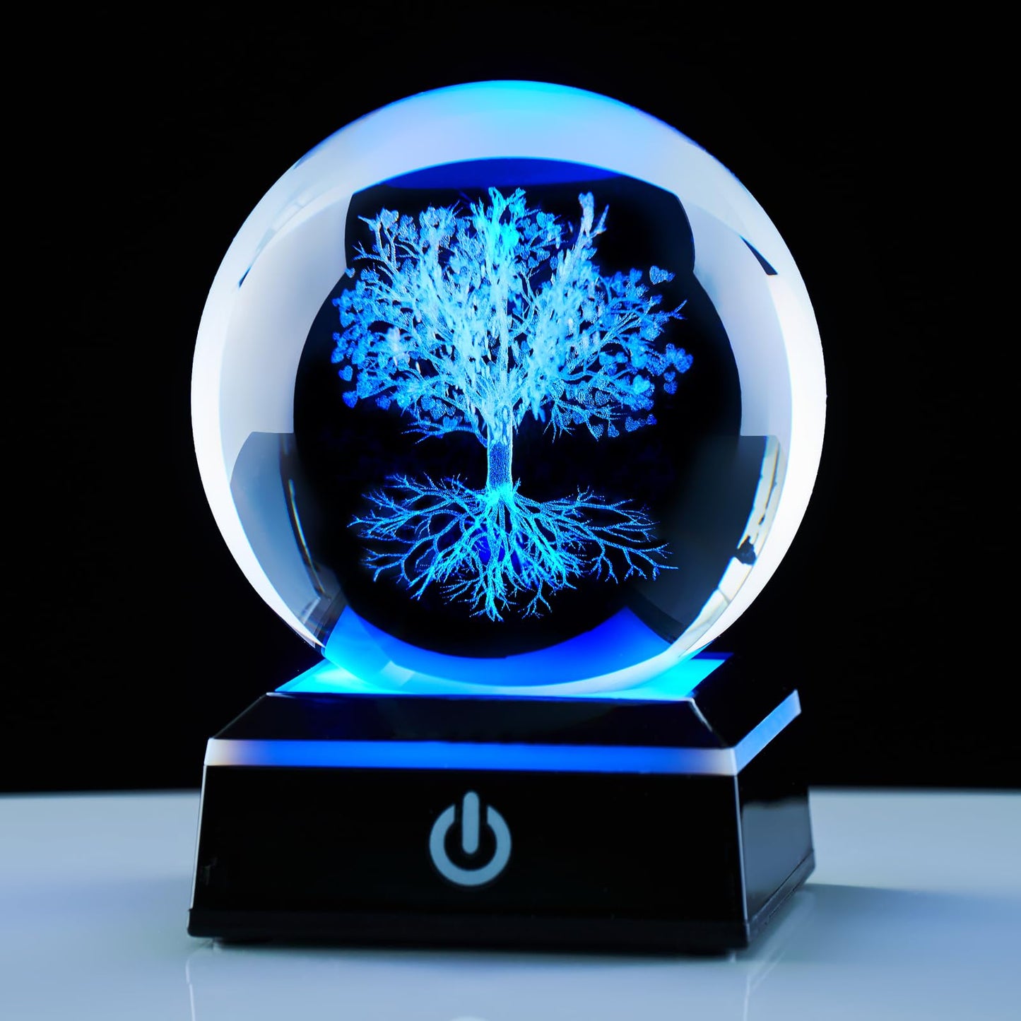 Zerelys 3D Tree of Life Crystal Ball Night Light for Boys Girls, 3.15 Inch LED Crystal Lamp, Birthday Gift for Kids, Bedroom Decor with Gift Box(Tree of Life)
