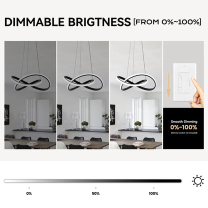 MAYNA Modern LED Pendant Light Fixture, Contemporary LED Chandelier with Irregular Ring Lights, Adjustable Modern Chandeliers for Dining Room Kitchen Entryway Living Room Bedroom, 6000K Daylight