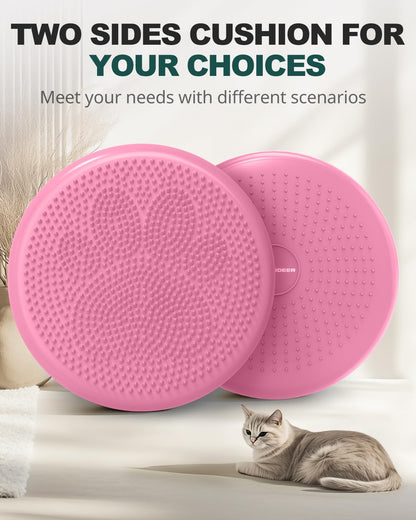 Trideer Wobble Cushion Core Balance Disc, Flexible Seating for Classroom Elementary, Wiggle Seat for Sensory Kids, Balance Pad with Inflation Pump (34CM Pink)