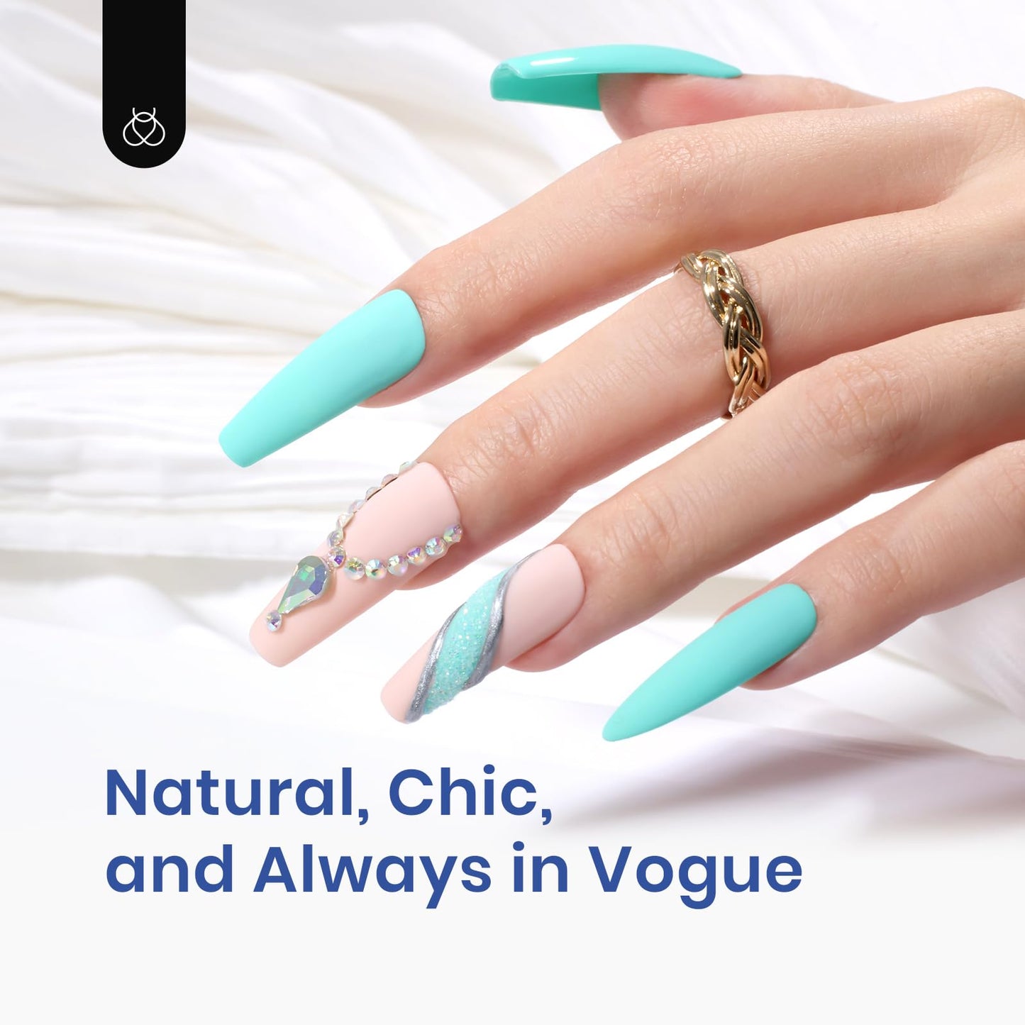 Beetles Gel Nail Extension Kit Almond Shape, Easy 9 in 1 Glue Uv Led Set Etch X Nail Tips Short Almond Half Matte Tips, Gift for Women & Girls, 504 pcs