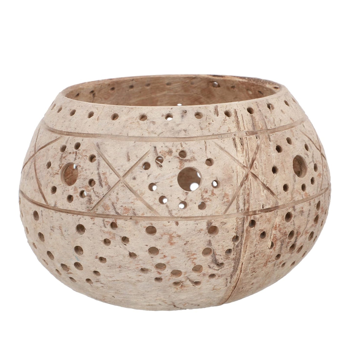 PRETYZOOM Hollow-Out Decorative Coconut Shell Candle Holder Stylish Candlestick for Home Decor Wedding Party Use