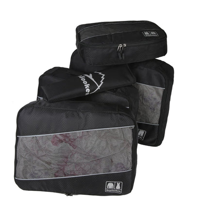 Hopsooken 5 Set Packing Cubes for Travel Large Suitcase Luggage Organizer Bags Travel Accessories Vacation 4 Cubes 1 Laundry Pouch Bag (Black)