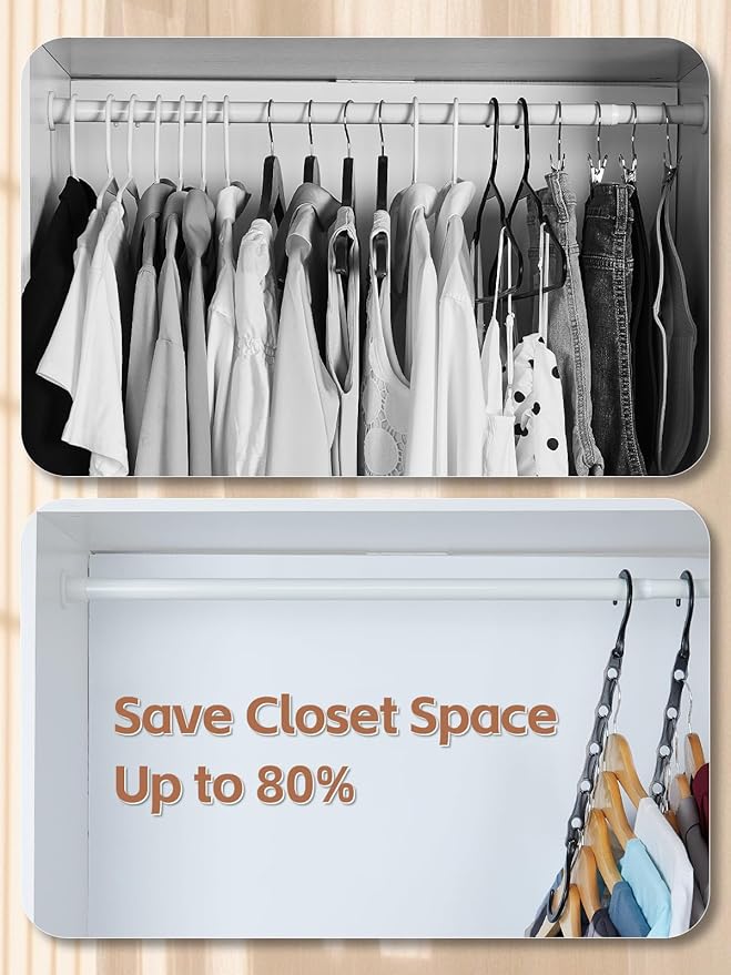 HOUSE DAY Black Magic Space Saving Hangers 10 Pack, Premium Smart Hanger Hooks