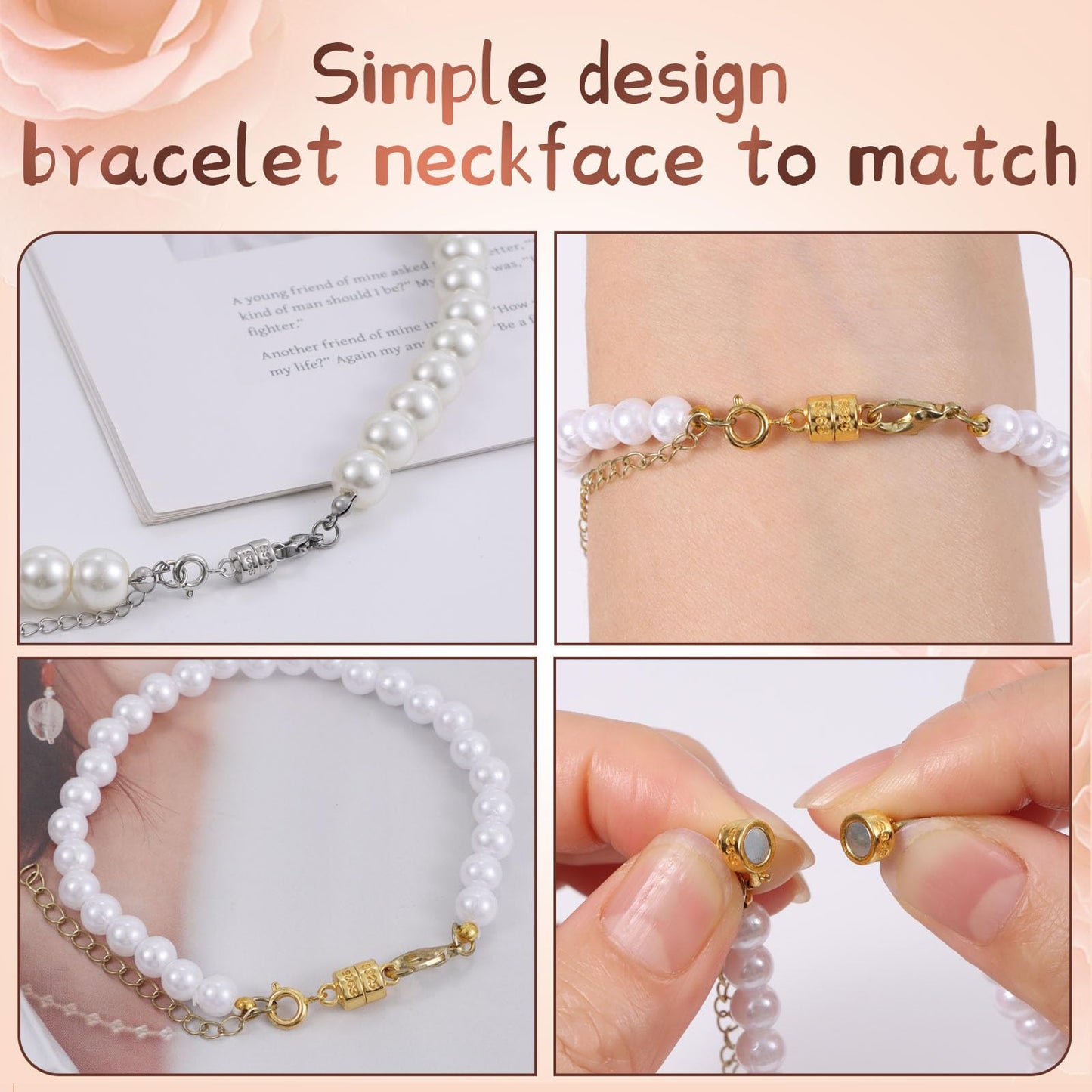 925 Silver Double Lobster Magnetic Necklace Clasps,Magnetic Jewelry Clasps for Necklaces Extender Bracelet Clasps and Closures (2golden+2silvery)