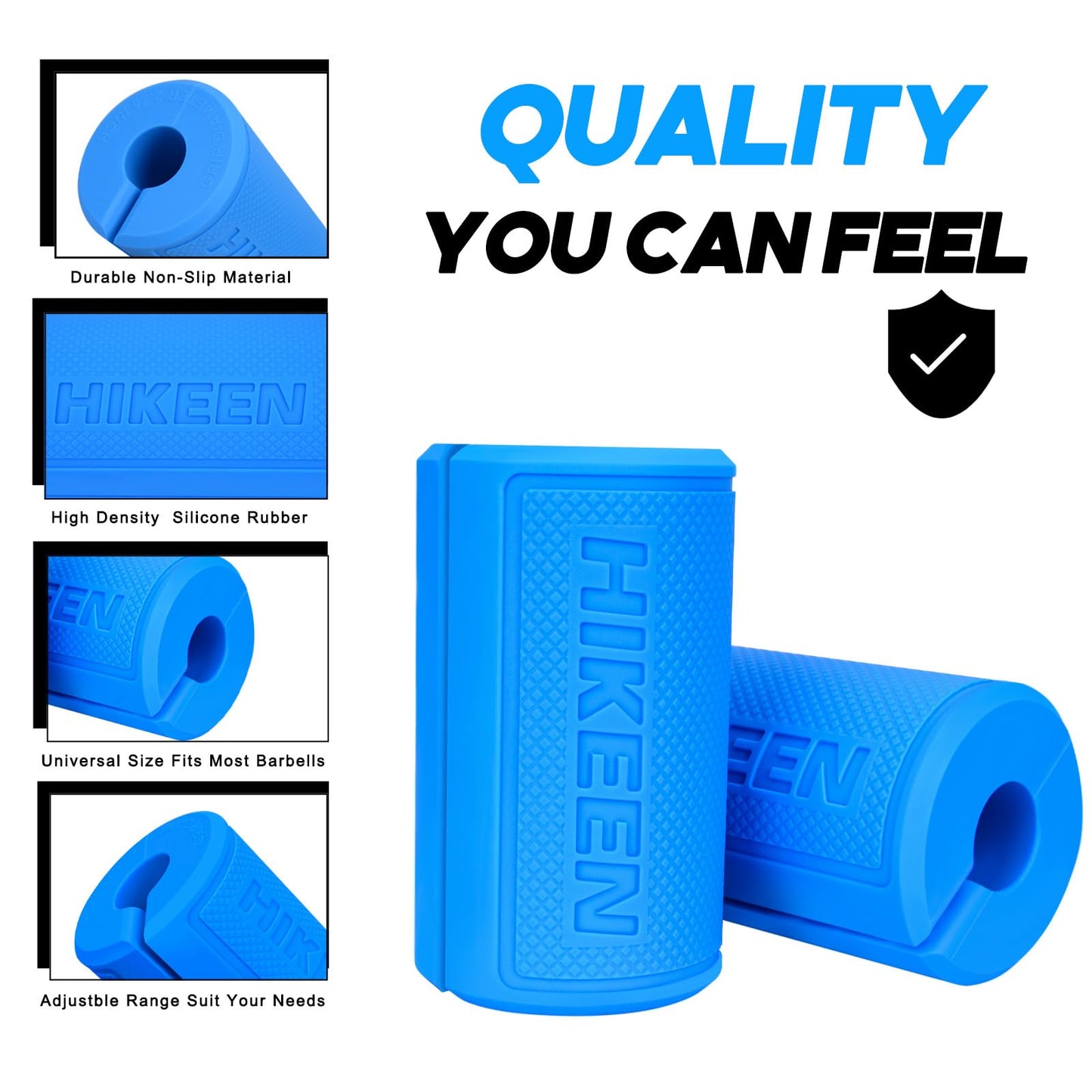 Hikeen Thick Bar Dumbbell Grips, Non Slip Hard Rubber Barbell Grips for Weight Lifting, Muscle Building - 2.75" Outer Diameter