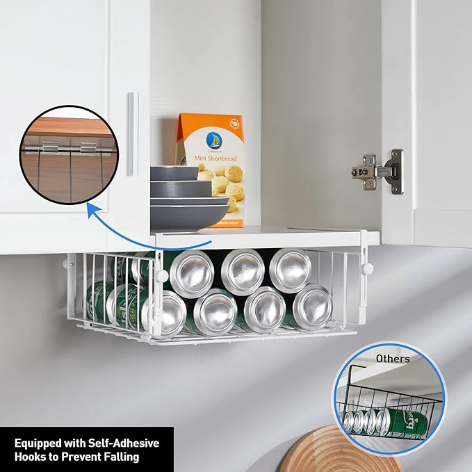 2 Pack Hanging Under Shelf Storage Basket, Adjustable Under Cabinet Add-on