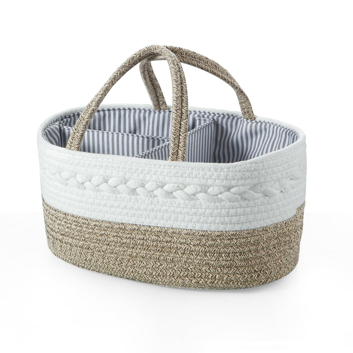 PandaEar Baby Diaper Caddy Organizer, Portable Nursery Storage Basket Cotton Rope Diaper Caddy for Baby Shower Gifts Newborn Infants -Brown