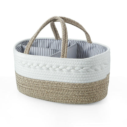 PandaEar Baby Diaper Caddy Organizer, Portable Nursery Storage Basket Cotton Rope Diaper Caddy for Baby Shower Gifts Newborn Infants -Brown