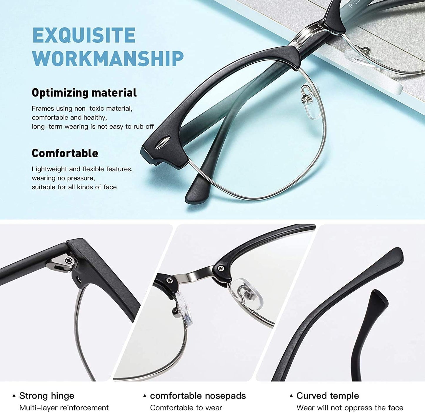 Perfectmiaoxuan Blue Light Blocking Glasses,Computer/Gaming/Screen Glasses for Women or Men，Anti Blue Light & UV