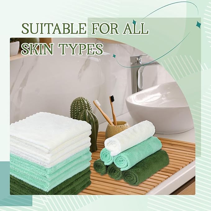 Syhood 12 Pieces Face Wash Cloth 12 x 12 in Makeup Remover Cloths Towel Coral