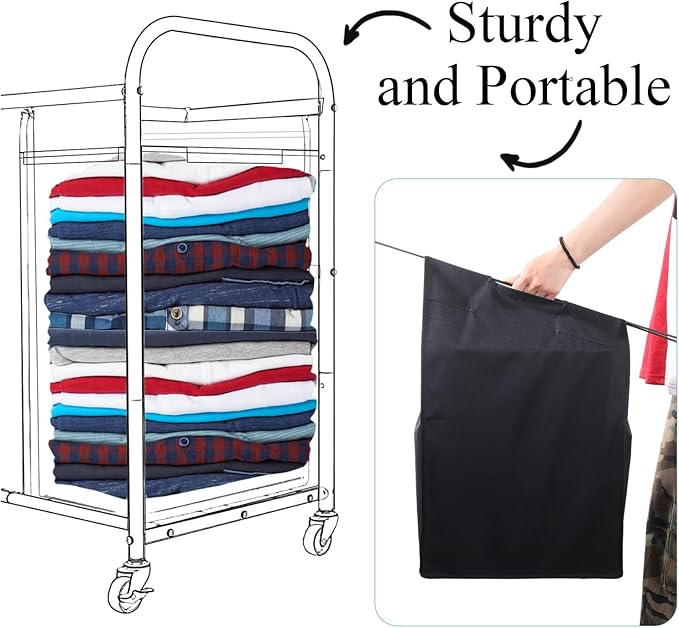 3 Pcs Black Hypotenuse Laundry Sorter Replacement Bags Hamper Cart Removable