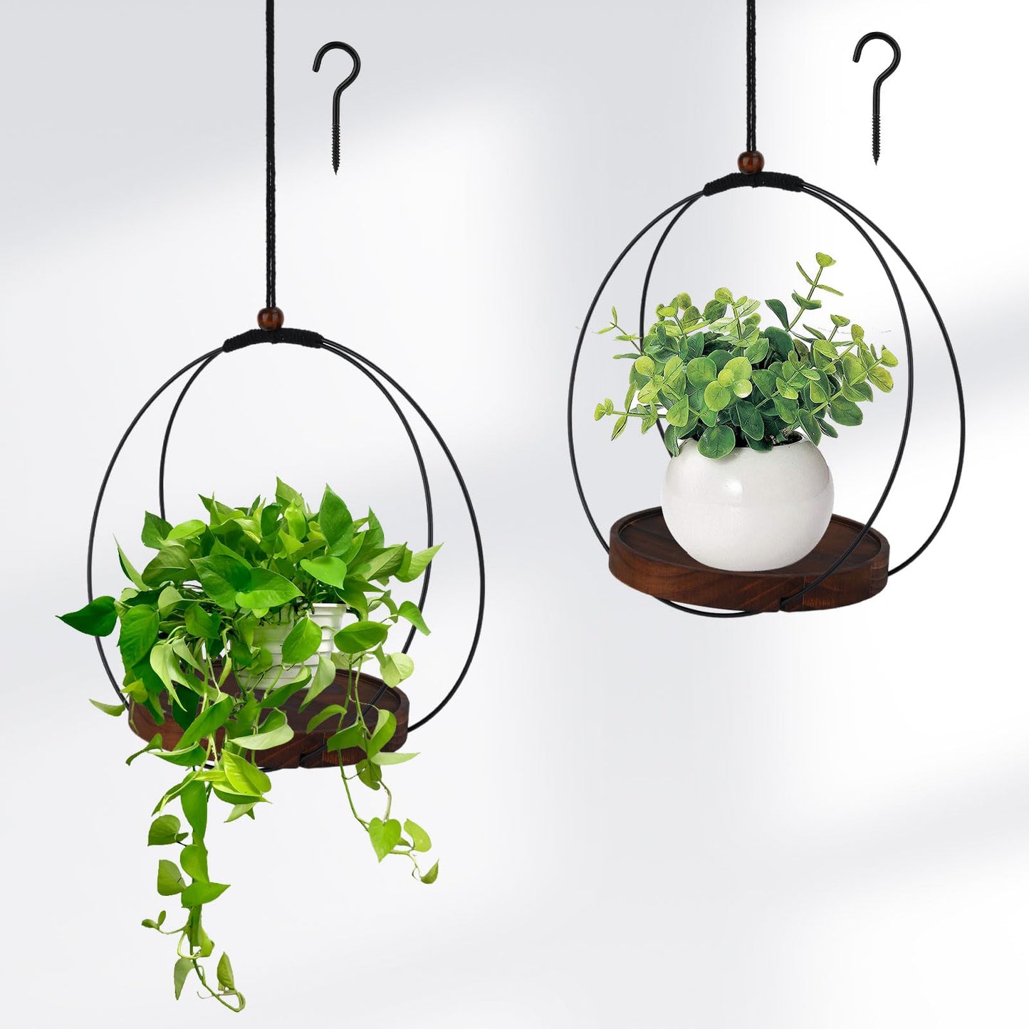 HrEtngiz Hanging Planters for Indoor Plants,Black Hanging Plant Holder,Metal Plant Hanger Indoor for Home Garden Office Decor(Pots Not Included)