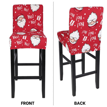 SearchI Christmas Bar Stool Covers Set of 4, Stretch Washable Barstool Seat Covers, Counter Height Chair Covers for Kitchen Dining Room Cafe (Santa Claus)